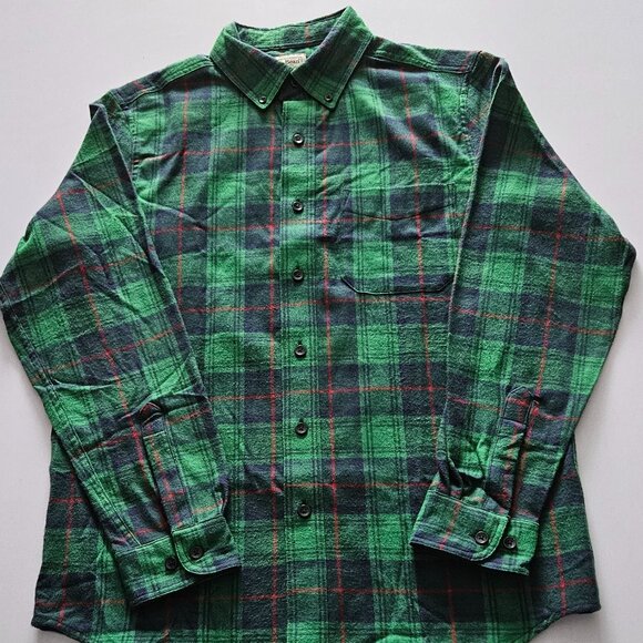 NWT LL Bean Flannel Shirt Mens Small Traditional Fit Scotch Plaid Green Regular - Picture 1 of 13